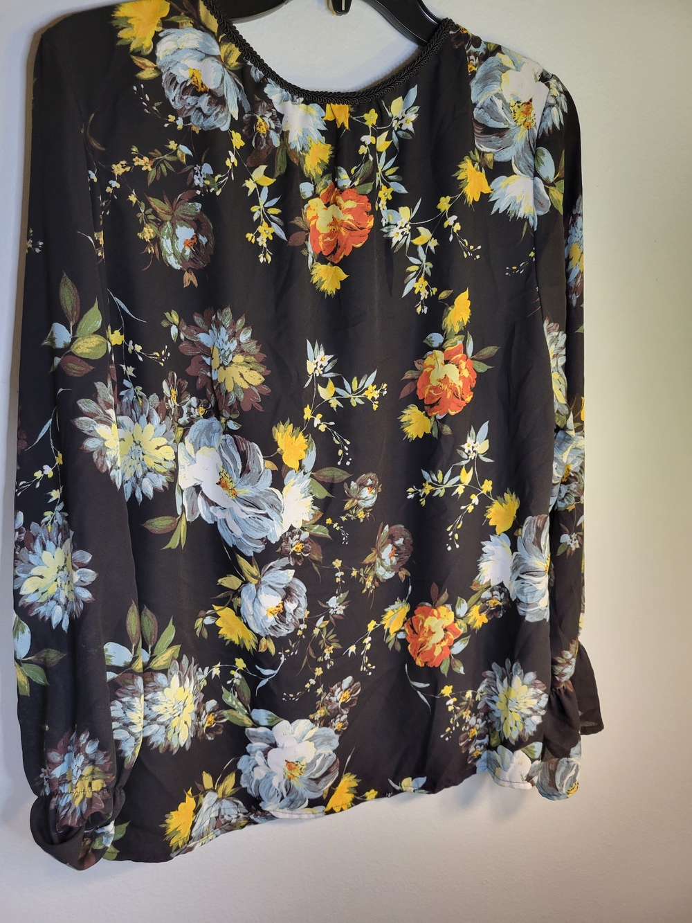 Zac & Rachel Black Skirt with Yellow, Blue & Orange Floral Print